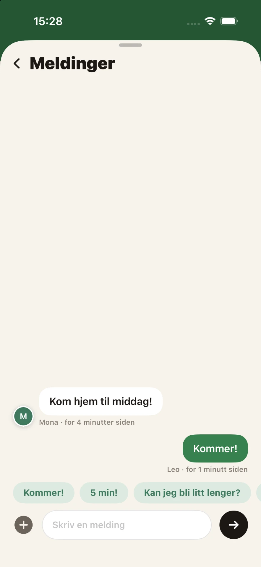 Skjermbilde fra PlingHome-appen