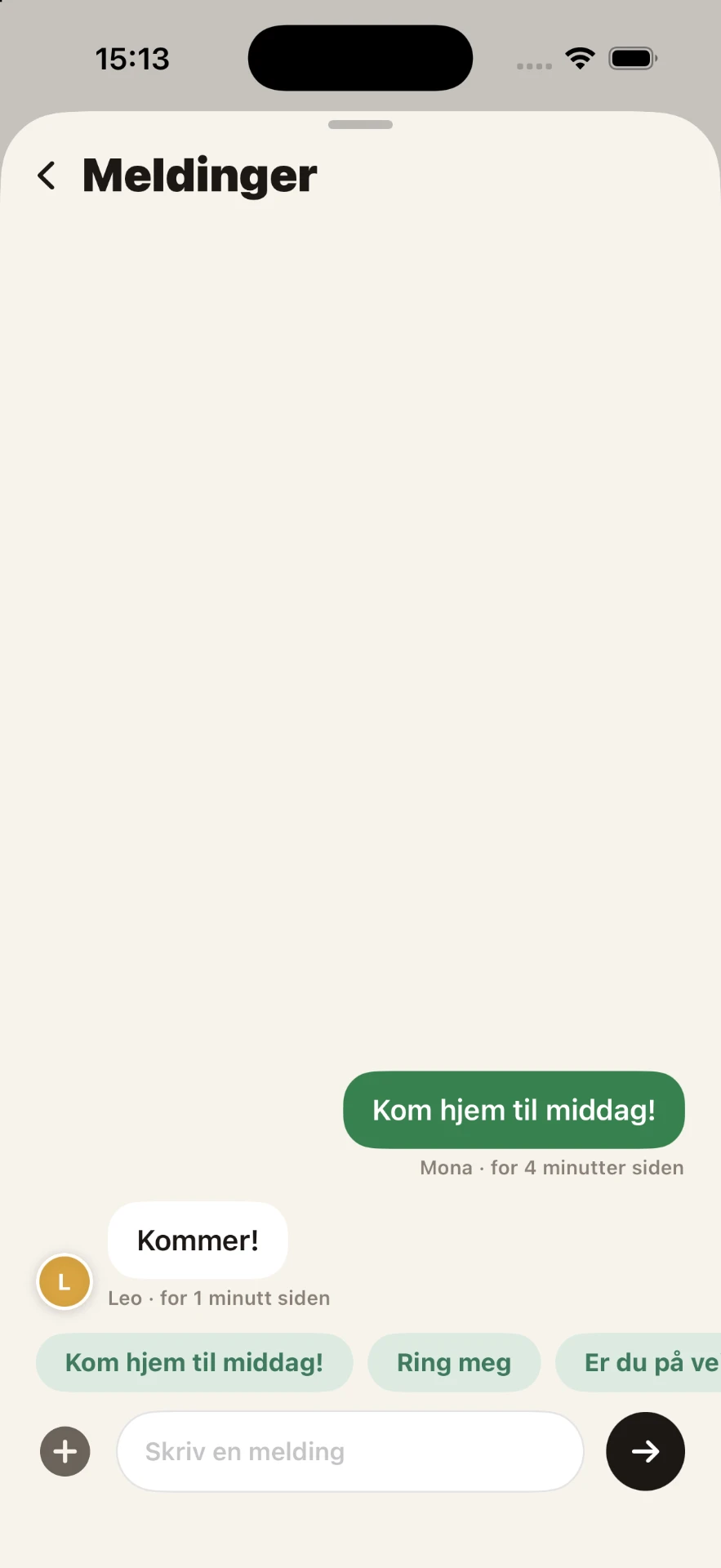 Skjermbilde fra PlingHome-appen